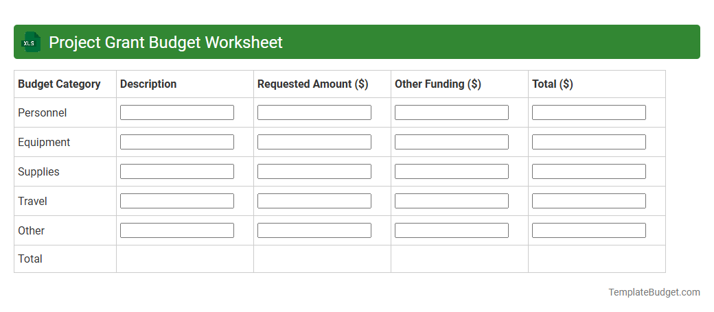 Project Grant Budget Worksheet