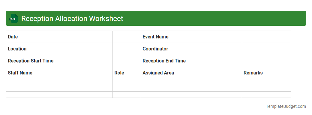 Reception Allocation Worksheet