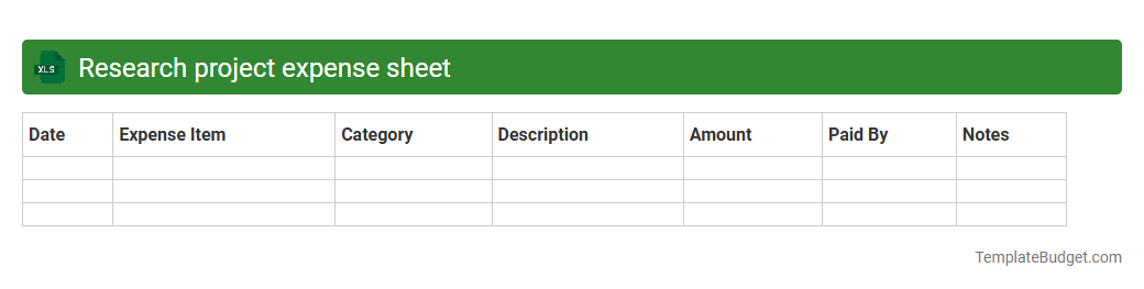 Research project expense sheet