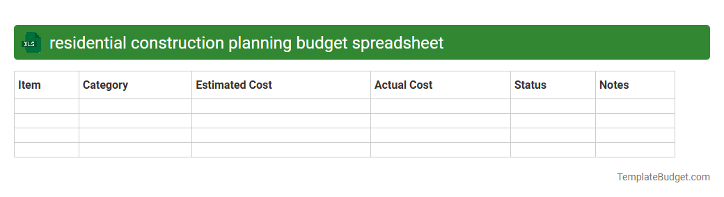 residential construction planning budget spreadsheet
