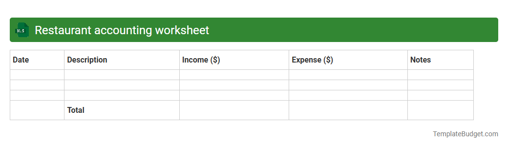 Restaurant accounting worksheet