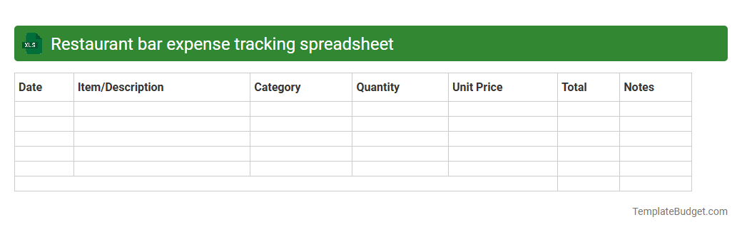 Restaurant bar expense tracking spreadsheet