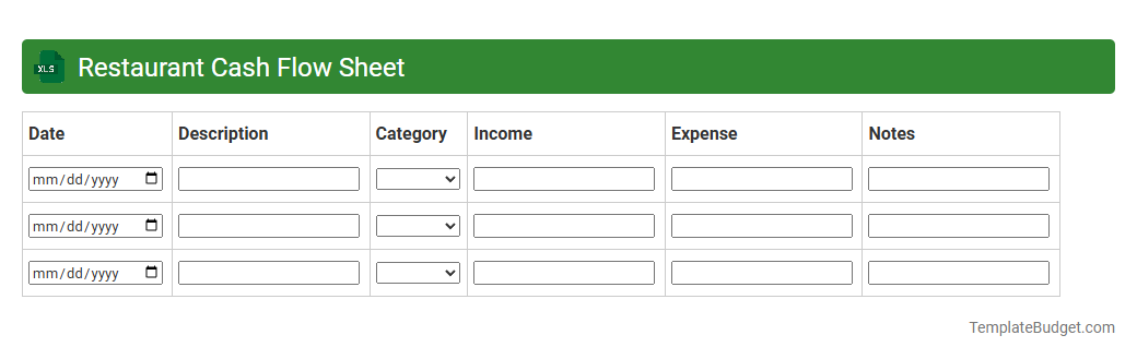 Restaurant Cash Flow Sheet