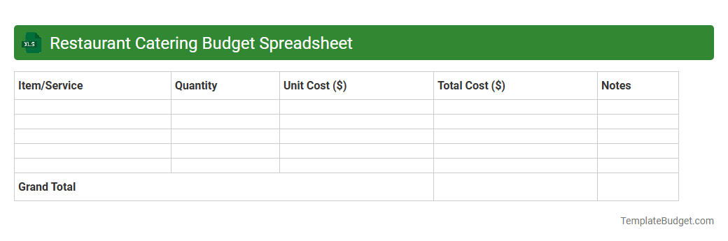 Restaurant Catering Budget Spreadsheet