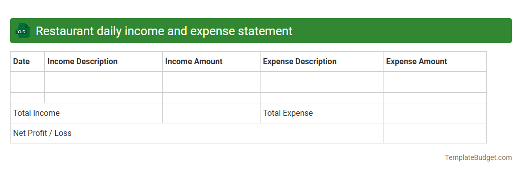 Restaurant daily income and expense statement