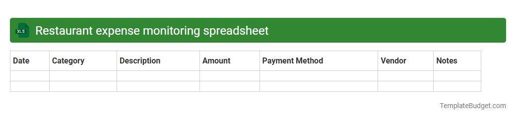 Restaurant expense monitoring spreadsheet