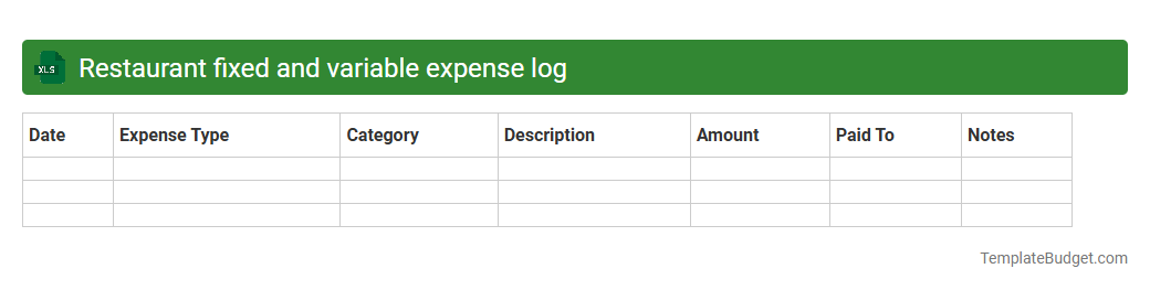 Restaurant fixed and variable expense log