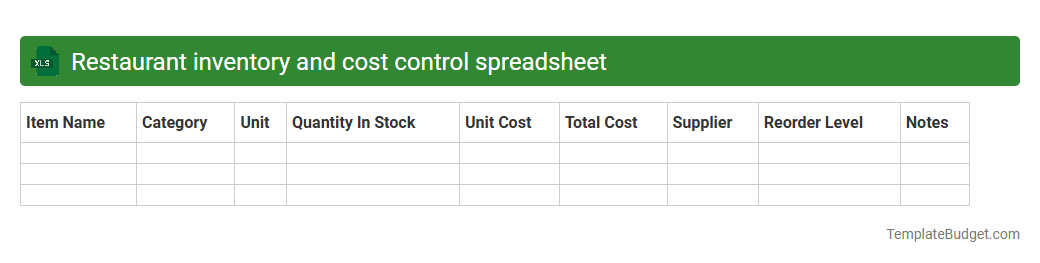 Restaurant inventory and cost control spreadsheet