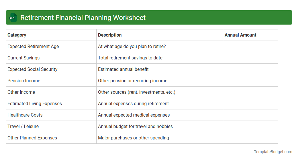 Retirement financial planning worksheet