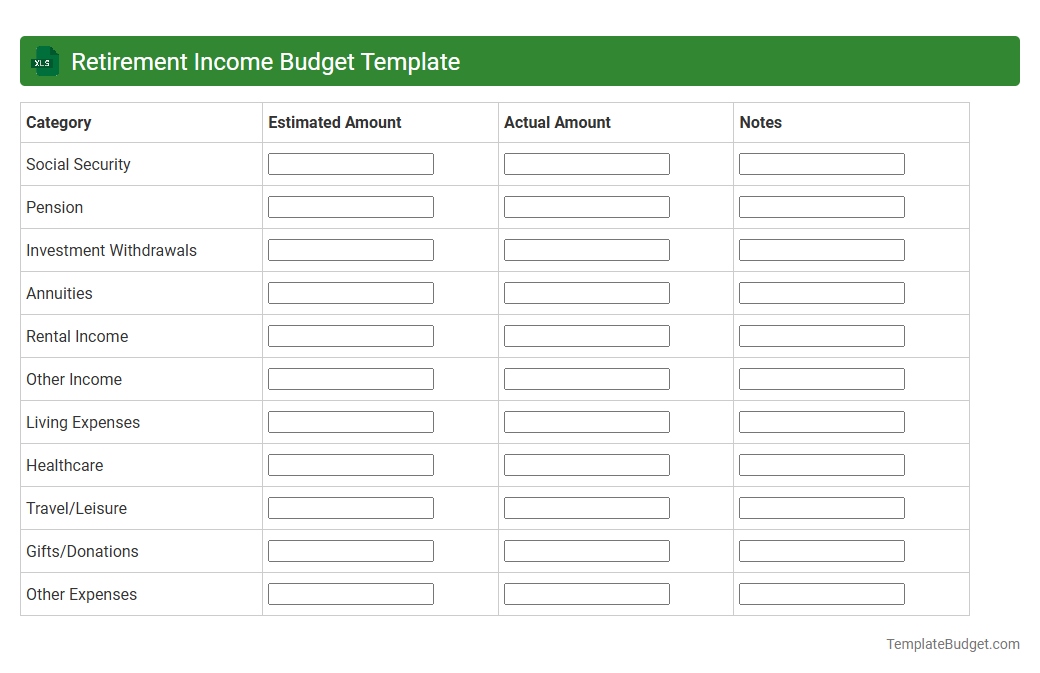 Retirement Income Budget Template