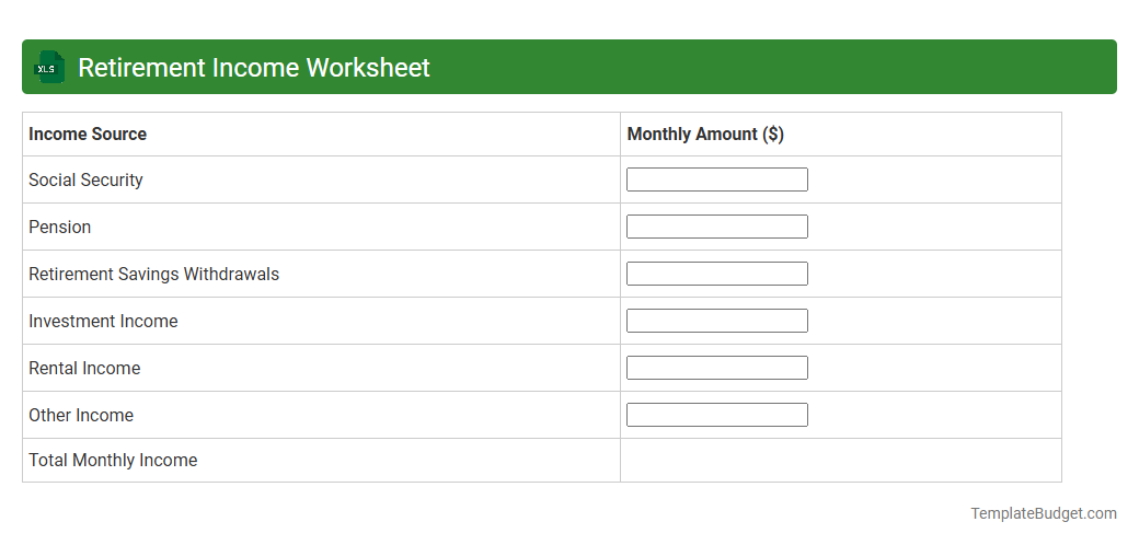 Retirement Income Worksheet