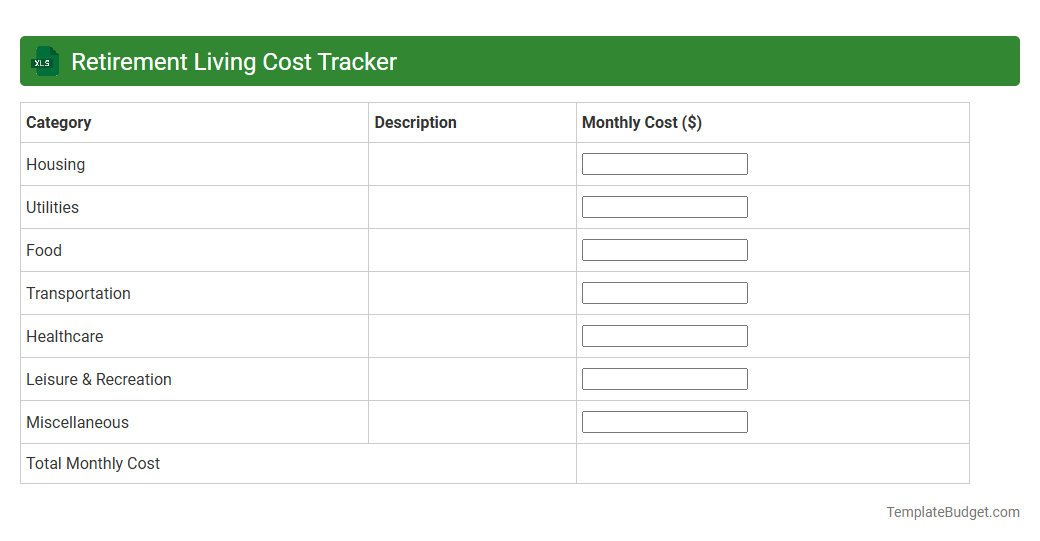 Retirement Living Cost Tracker