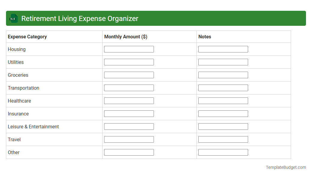 Retirement Living Expense Organizer