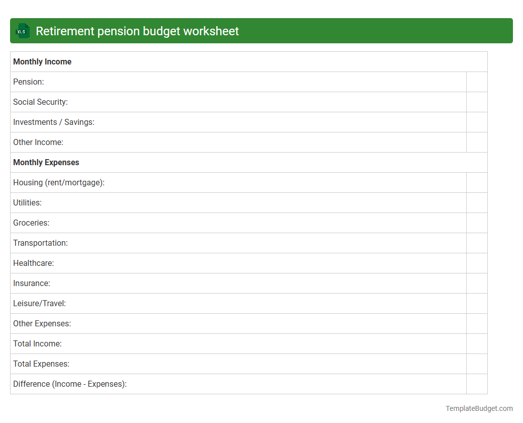 Retirement pension budget worksheet