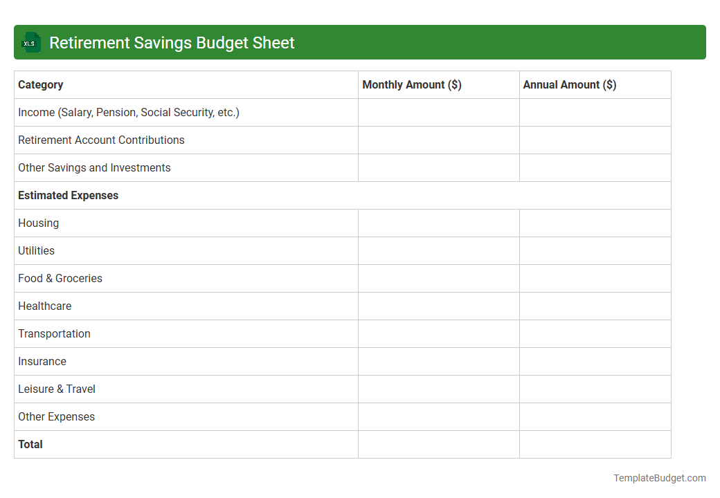 Retirement Savings Budget Sheet