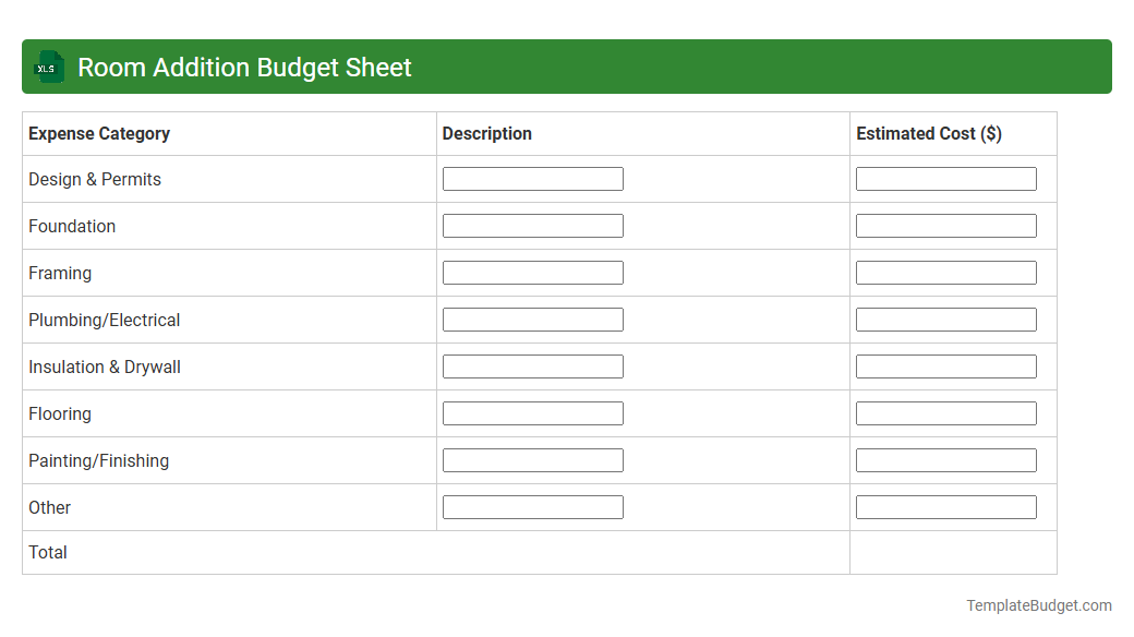 Room Addition Budget Sheet