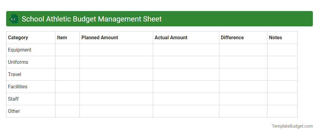School Athletic Budget Management Sheet