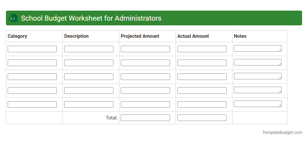 School Budget Worksheet for Administrators