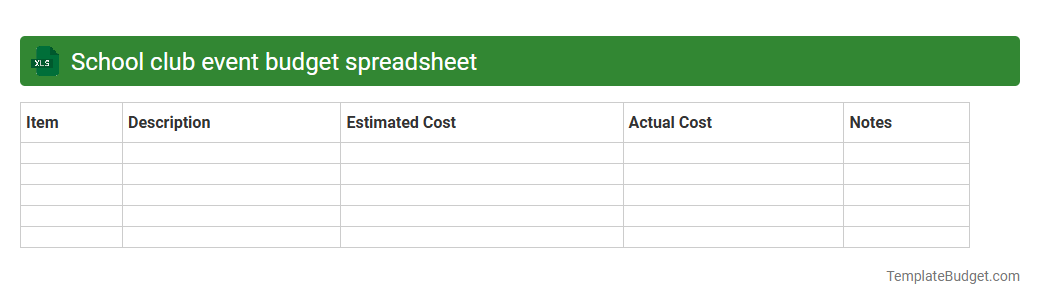 School club event budget spreadsheet