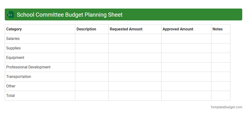 School Committee Budget Planning Sheet