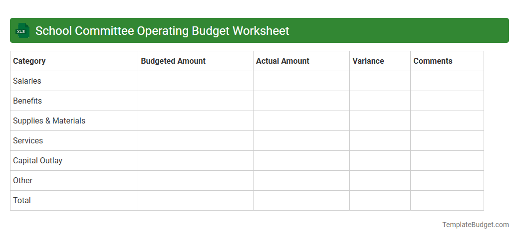 School Committee Operating Budget Worksheet
