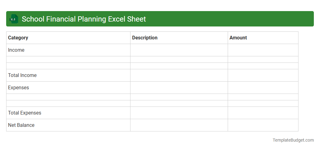 School Financial Planning Excel Sheet