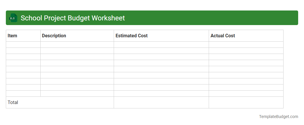 School Project Budget Worksheet