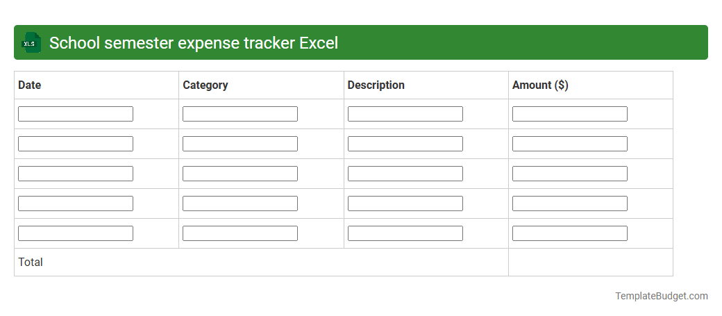 School semester expense tracker Excel