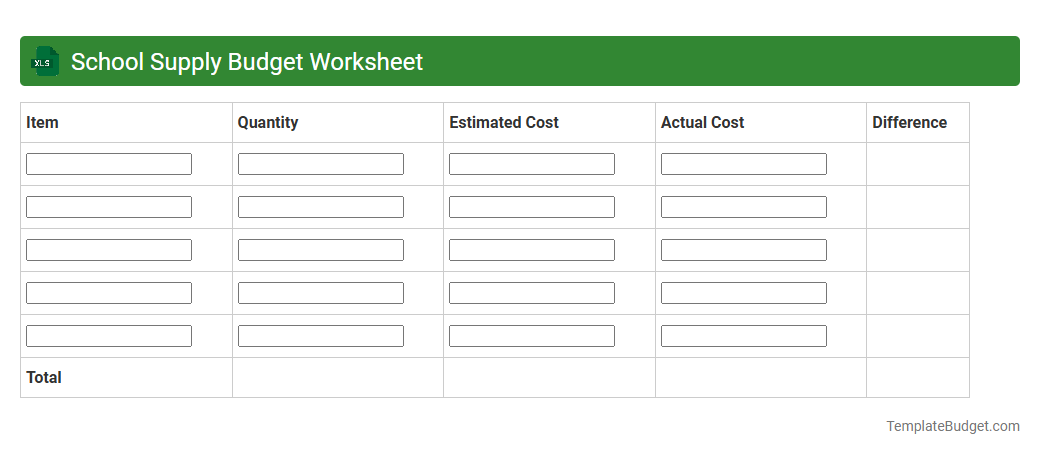School Supply Budget Worksheet