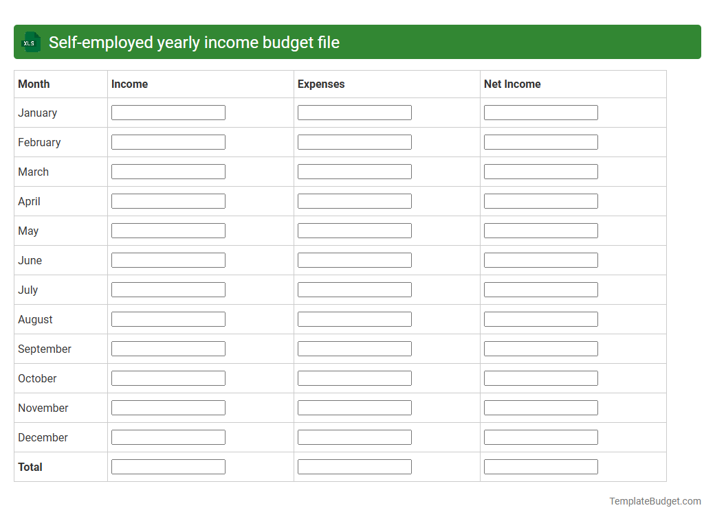 Self-employed yearly income budget file