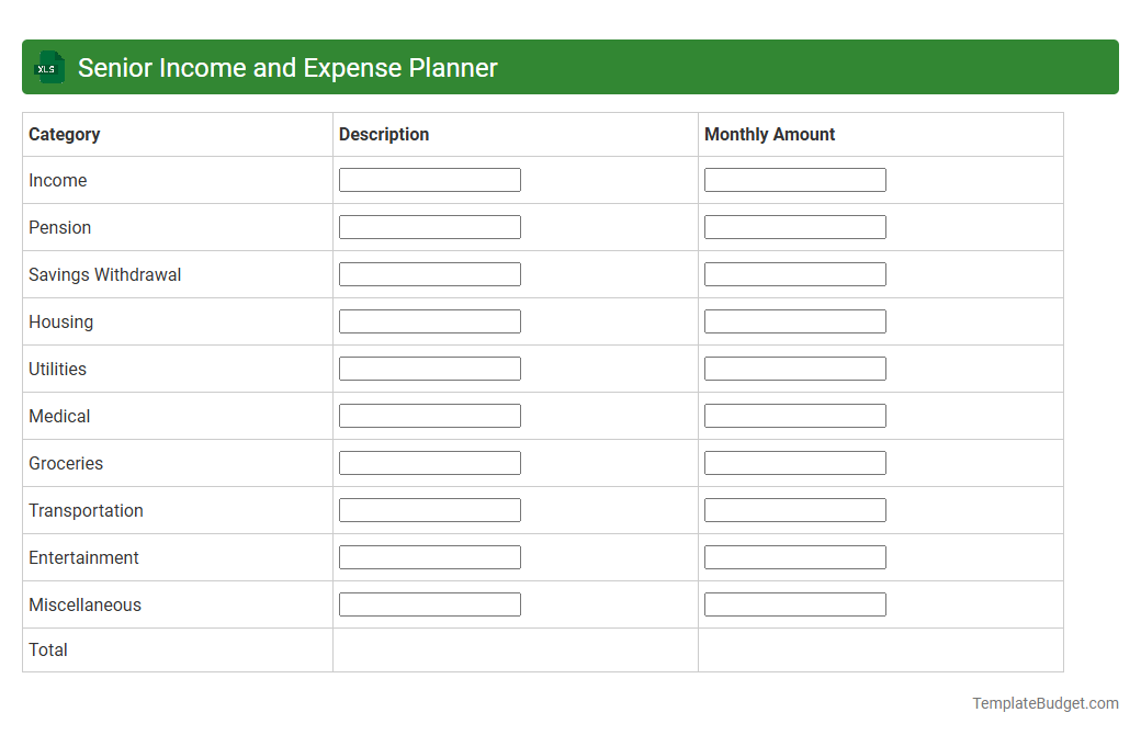Senior Income and Expense Planner