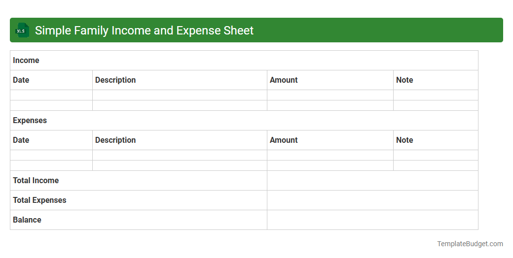 Simple Family Income and Expense Sheet