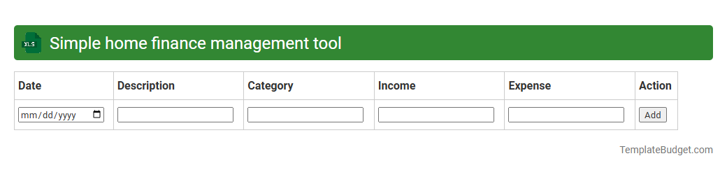 Simple home finance management tool