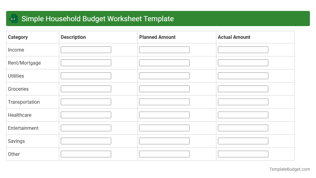 Simple Household Budget Worksheet Template