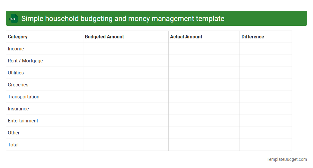 Simple household budgeting and money management template