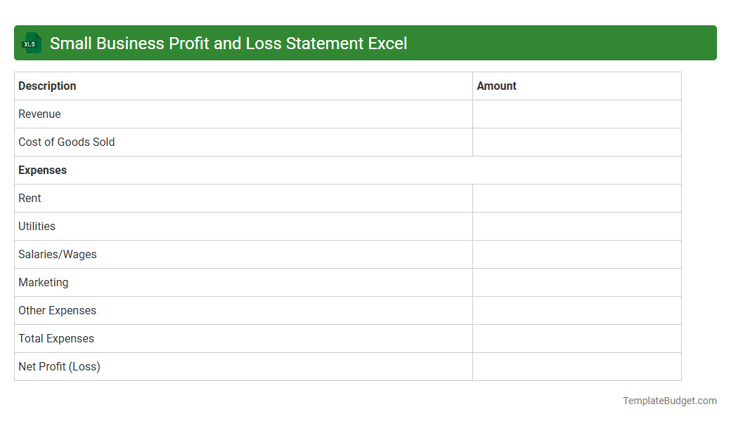 Small Business Profit and Loss Statement Excel