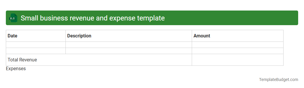 Small business revenue and expense template