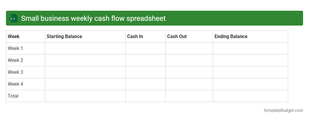 Small business weekly cash flow spreadsheet