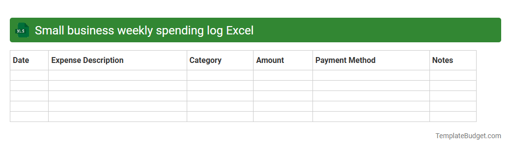 Small business weekly spending log Excel