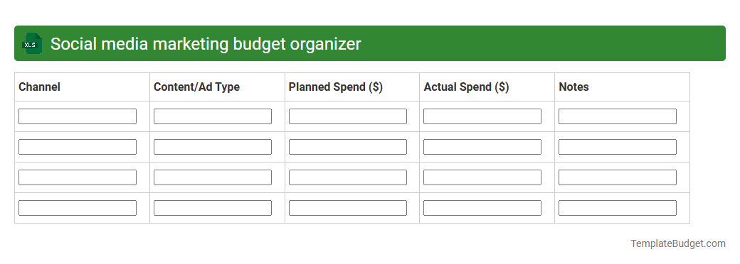 Social media marketing budget organizer