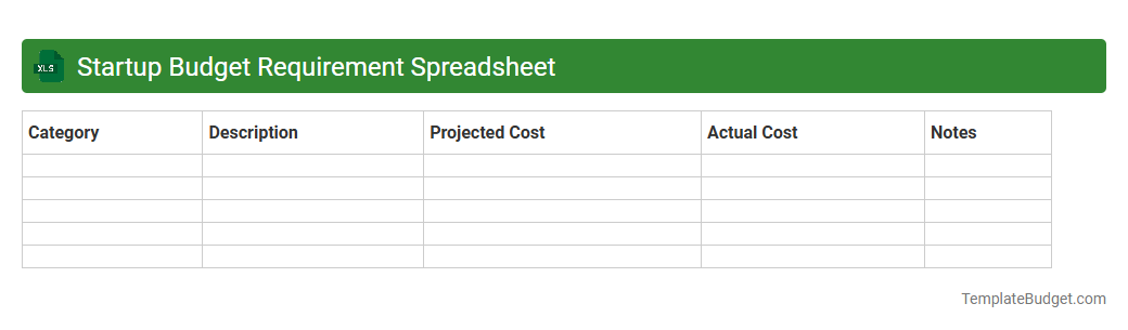 Startup Budget Requirement Spreadsheet