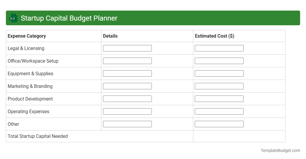 Startup Capital Budget Planner