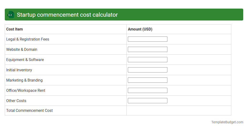 Startup commencement cost calculator