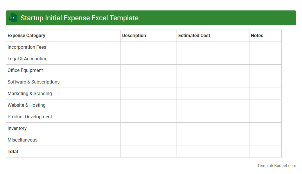 Startup Initial Expense Excel Template