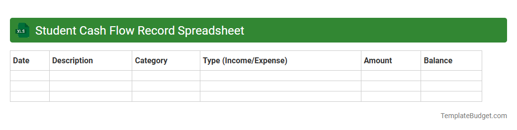 Student Cash Flow Record Spreadsheet