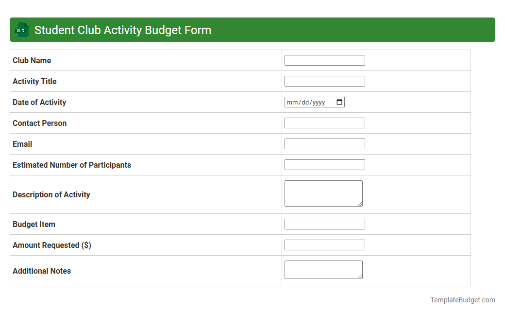 Student Club Activity Budget Form