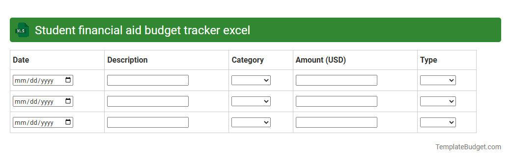 Student financial aid budget tracker excel