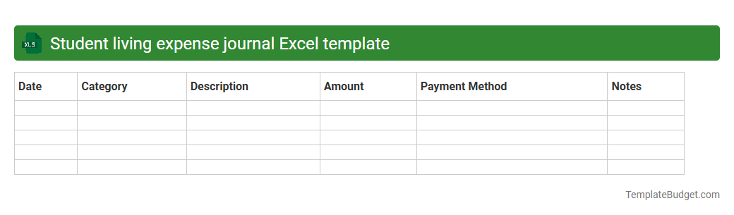 Student living expense journal Excel template