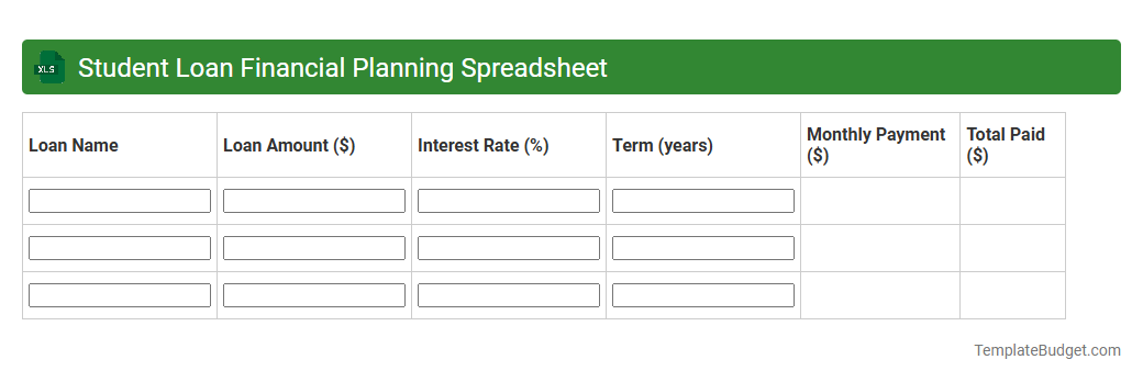 Student Loan Financial Planning Spreadsheet