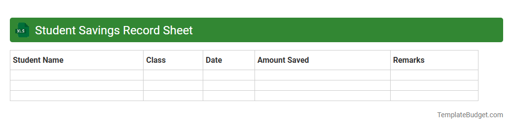 Student Savings Record Sheet